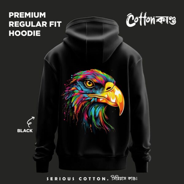 Painted Eagle | Regular Fit Graphic Hoodie | Black | CottonKando