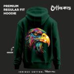 Painted Eagle | Regular Fit Graphic Hoodie | Green | CottonKando