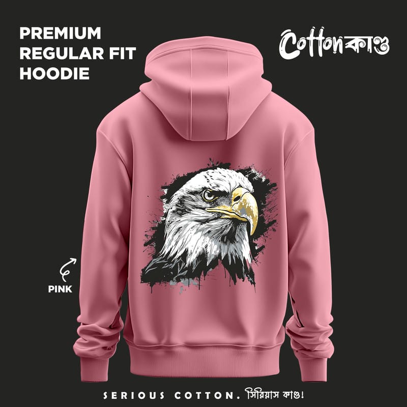 Vintage Eagle | Regular Fit Graphic Hoodie | Pink | CottonKando Vintage Eagle | Regular Fit Graphic Hoodie | Pink | CottonKando