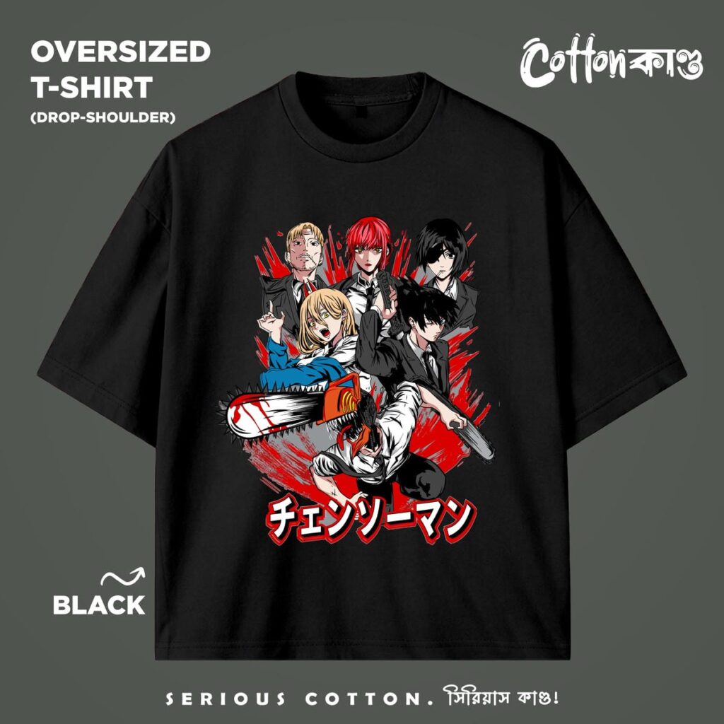 Chainsaw Man Character Montage 01 | Oversized Drop-Shoulder T-Shirt | CottonKando x Chainsaw Man