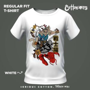 Samurai Cat (Neko Warrior) | Japanese Graphic T-Shirt | CottonKando