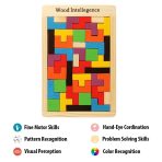 Russian Blocks Puzzle Board wooden Tetris game for kids logical thinking and color recognition