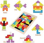 Russian Blocks Puzzle Board wooden Tetris game for kids logical thinking and color recognition
