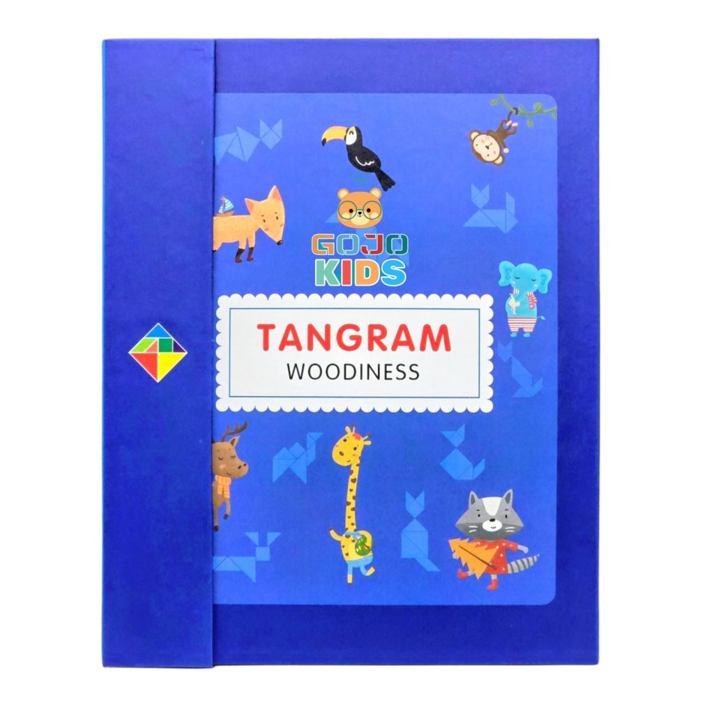 Magnetic Tangram puzzle set with 7 colorful geometric shapes and pattern book for kids problem-solving