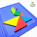 Magnetic Tangram puzzle set with 7 colorful geometric shapes and pattern book for kids problem-solving