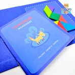 Magnetic Tangram puzzle set with 7 colorful geometric shapes and pattern book for kids problem-solving