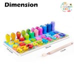 6-in-1 Multifunctional Learning Board with magnetic fishing rod, number blocks, and colorful stacking rings for kids