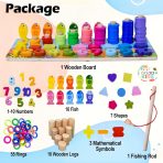 6-in-1 Multifunctional Learning Board with magnetic fishing rod, number blocks, and colorful stacking rings for kids