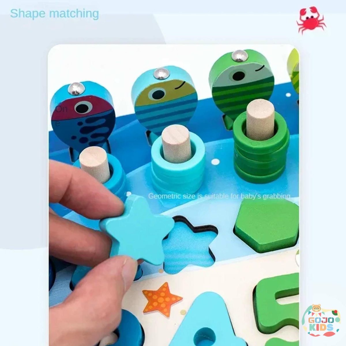 6-in-1 Multifunctional Learning Board with magnetic fishing rod, number blocks, and colorful stacking rings for kids