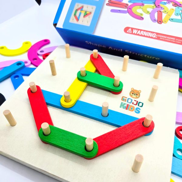 Shape & Structure Activity Set with colorful wooden sticks, blocks, and a manual for building creative objects