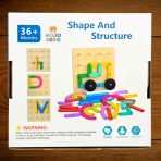 Shape & Structure Activity Set with colorful wooden sticks, blocks, and a manual for building creative objects