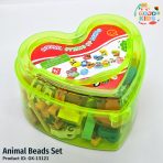 Animal Beads Set for kids lacing and threading activity with colorful wooden animal shapes