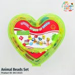 Animal Beads Set for kids lacing and threading activity with colorful wooden animal shapes