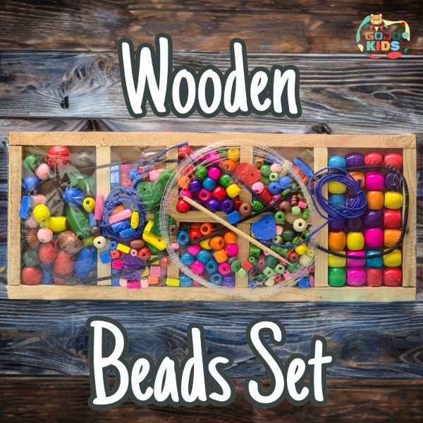 Wooden Beads Set for kids lacing and threading activity to improve motor skills