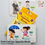 Opposite Words Flash Card set with pictures of big-small and hot-cold for kids learning
