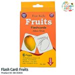 Fruits Flash Card set with colorful pictures of apples, mangoes, and bananas for kids learning