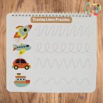 Wipe Activity Book for kids with laminated pages, markers, and a duster for writing practice