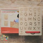 Alphabet Writing Board for kids to practice capital and small letters using a wooden stylus