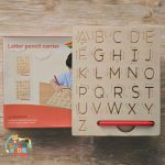 Alphabet Writing Board for kids to practice capital and small letters using a wooden stylus