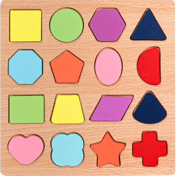 Geometric Shapes Puzzle Board wooden shape sorter puzzle for kids learning