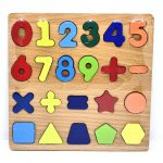 Shapes and Numbers Puzzle Board wooden number puzzle for kids early math and shape learning