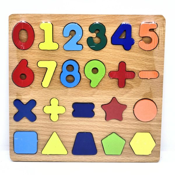 Shapes and Numbers Puzzle Board wooden number puzzle for kids early math and shape learning