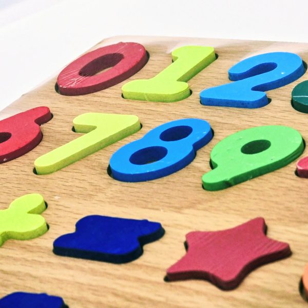 Shapes and Numbers Puzzle Board wooden number puzzle for kids early math and shape learning
