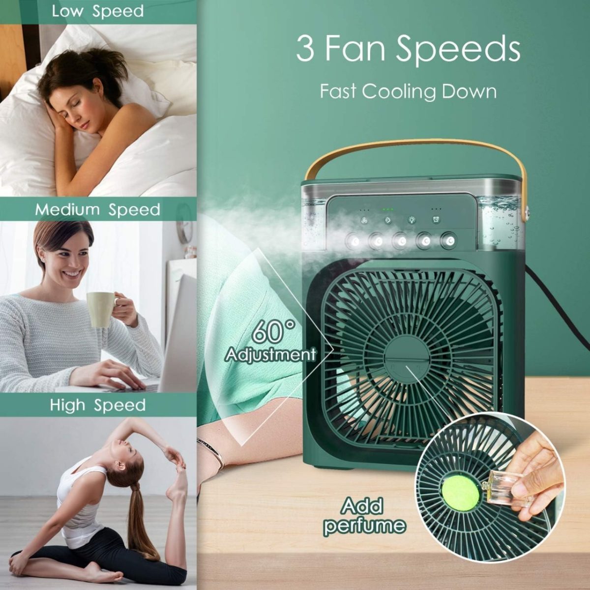 Extonic ET-C702 3-in-1 Portable Air Cooling USB Fan with Humidifier & LED Light