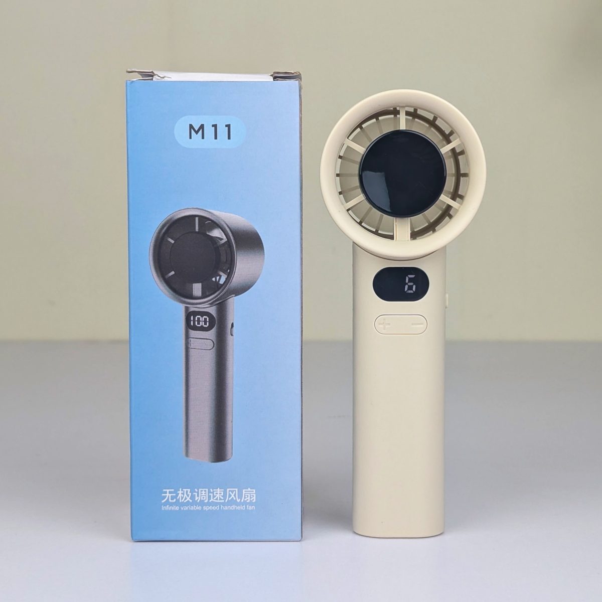 m11-nl-619-intelligent-digital-handheld-fan-portable-bladeless-rechargeable-fan-white-color