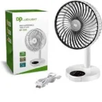 dp-7624-rechargeable-touch-mini-table-fan-with-led-lamp-and-power-bank-function-white-color