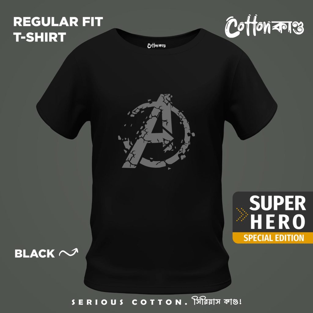 Broken Avengers Black Graphic T shirt CottonKando Premium Tee Bangladesh