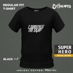I Survived The Snap Black Graphic T shirt CottonKando Premium Tee Bangladesh