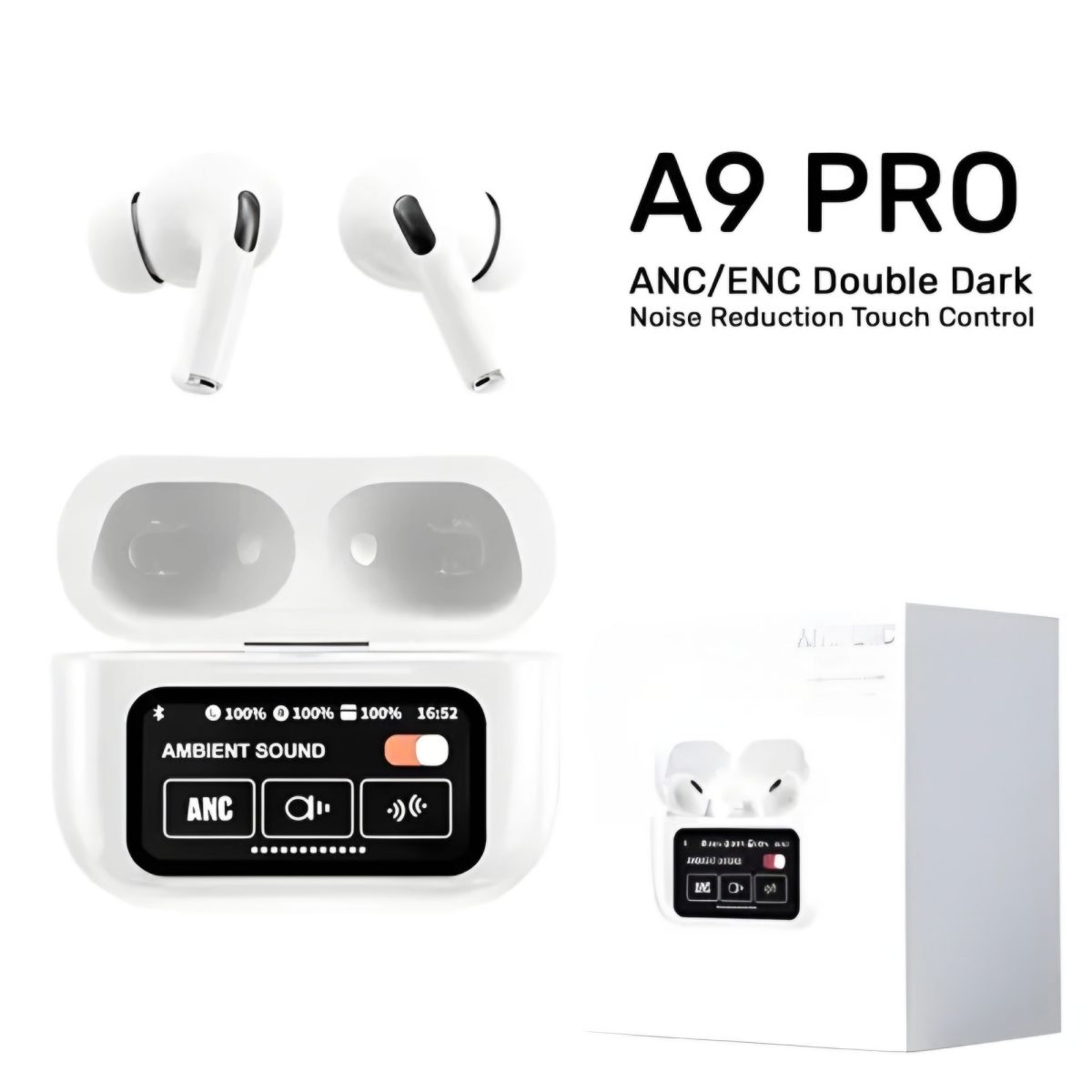 airpods-a9-pro-anc-enc-wireless-earbuds-with-smart-touch-screen-display-charging-case-white